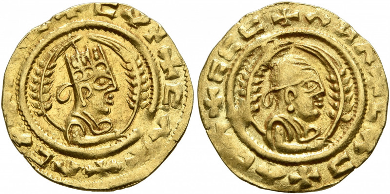 AXUM. Ebana, circa 450. Chrysos (Gold, 16 mm, 1.61 g, 11 h). ✠CΛC✠CYN✠CΛΧ✠ΛCΛ Dr...