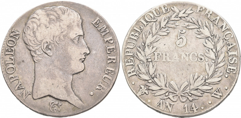 FRANCE, Premier Empire. Napoléon I, 1804-1814, 1815. 5 Francs (Silver, 36 mm, 24...