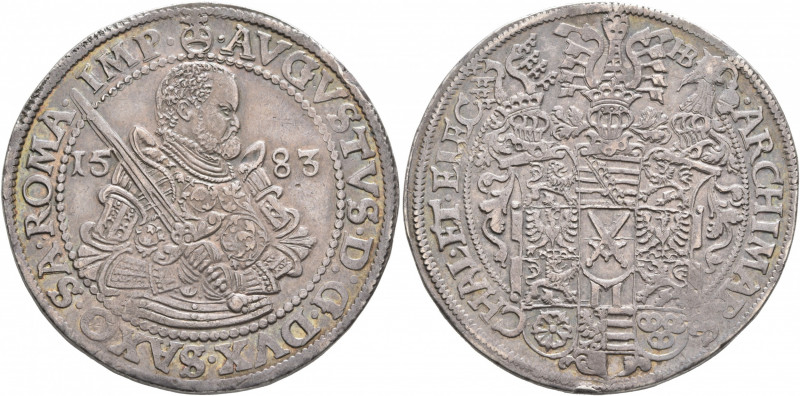 GERMANY. Sachsen-Albertinische Linie. August, 1553-1586. Taler (Silver, 41 mm, 2...