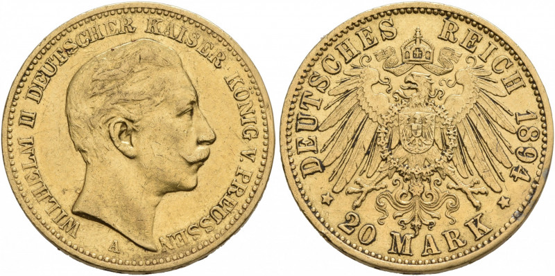 GERMANY. Kaiserreich. Wilhelm II, 1888-1918. 20 Mark (Gold, 22.5 mm, 7.99 g, 12 ...