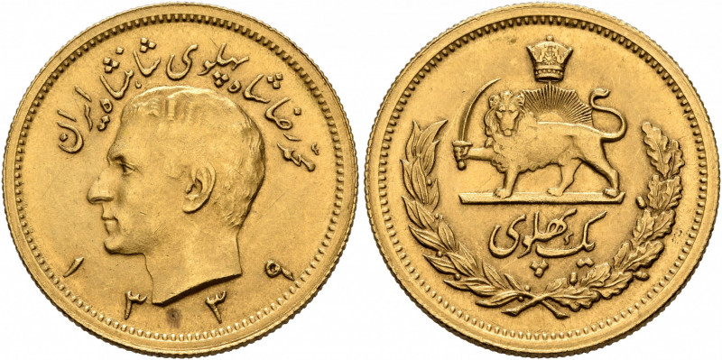 IRAN, Pahlavis. Muhammad Reza Shah, AH 1360-1398 / AD 1941-1979. Pahlavi (Gold, ...