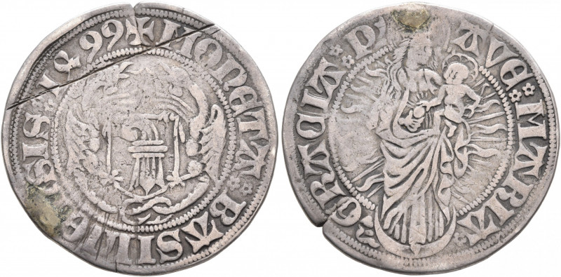 SWITZERLAND. Basel-Stadt. Dicken (Silver, 28 mm, 6.91 g, 5 h), 1499. MONETA BASI...