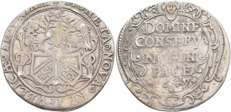 SWITZERLAND. Zürich. Stadt. Taler (Silver, 39 mm, 28.37 g, 12 h), 1649 (recut fr...