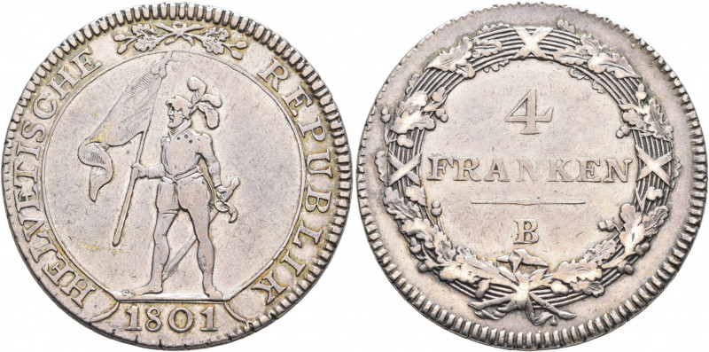 SWITZERLAND. Helvetische Republik. 1798-1803. 4 Franken (Neutaler) (Silver, 39 m...