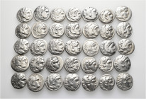 A lot containing 35 silver coins. All: Drachms of Alexander III 'the Great' and his successors. About very fine to good very fine. LOT SOLD AS IS, NO ...