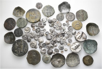 A lot containing 84 silver and 21 bronze coins. Including: Celtic, Greek, Roman Provincial, Roman Imperial and Byzantine. Fair to very fine. LOT SOLD ...