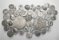 A lot containing 47 silver coins. Includes: Greek, Roman Provincial, Roman Republican & Imperatorial, Roman Imperial and Modern. Fine to good very fin...