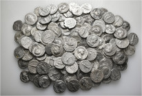 A lot containing 130 silver coins. All: Roman Imperial. Fine to very fine. LOT SOLD AS IS, NO RETURNS. 130 coins in lot.