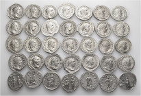 A lot containing 35 silver coins. Including: Antoniniani of Gordian III (10), Philip I (11), Trajan Decius (14). Very fine to extremely fine. LOT SOLD...