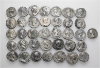 A lot containing 36 silver coins. All: Roman Imperial. Fine to very fine. LOT SOLD AS IS, NO RETURNS. 36 coins in lot.