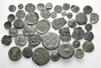 A lot containing 1 silver and 40 bronze coins. Including: Greek, Roman Republican, Roman Imperial, Byzantine, Medieval and Modern. Fine to very fine. ...