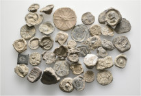 A lot containing 1 bronze weight and 39 lead seals. Including: Roman, Byzantine and Medieval. Fair to good fine. LOT SOLD AS IS, NO RETURNS. 40 items ...