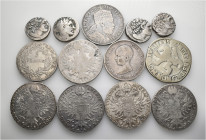 A lot containing 13 silver coins. Including: Greek and World. Fine to very fine. LOT SOLD AS IS, NO RETURNS. 13 coins in lot.