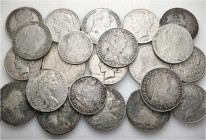 A lot containing 22 silver coins. All: World. Fine to very fine. LOT SOLD AS IS, NO RETURNS. 22 coins in lot.