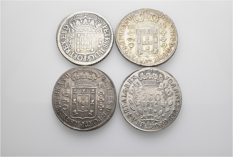 A lot containing 4 silver coins. All: Brazil. About very fine to extremely fine....