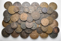 A lot containing 54 bronze coins. All: British. About very fine to very fine. LOT SOLD AS IS, NO RETURNS. 54 coins in lot.


From the collection of...