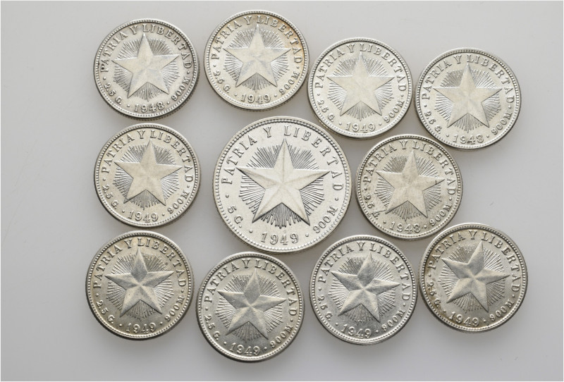 A lot containing 11 silver coins. All: Cuba. Extremely fine to good extremely fi...