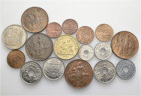 A lot containing 17 silver, nickel, aluminium and bronze coins. All: France. Almost extremely fine to good extremely fine. LOT SOLD AS IS, NO RETURNS....