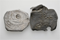 A lot containing 2 silver coins. Includes: 8 Reales Guatemala 1752 and Mexico 1624. About very fine to good very fine. LOT SOLD AS IS, NO RETURNS. 2 c...