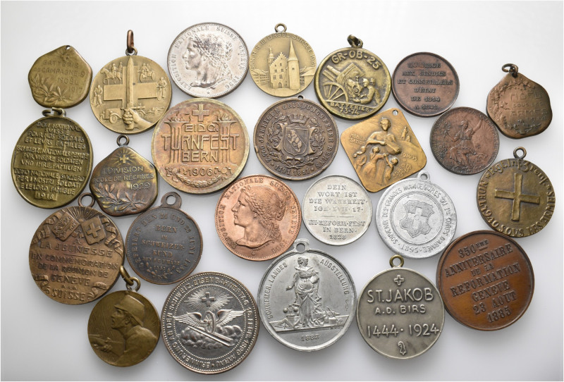 A lot containing 24 silver, bronze and tin medals. All: Switzerland. About very ...