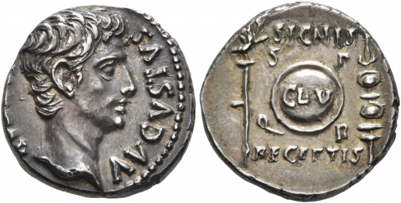 Augustus, 27 BC-AD 14. Denarius (Silver, 18 mm, 3.92 g, 7 h), uncertain mint in ...