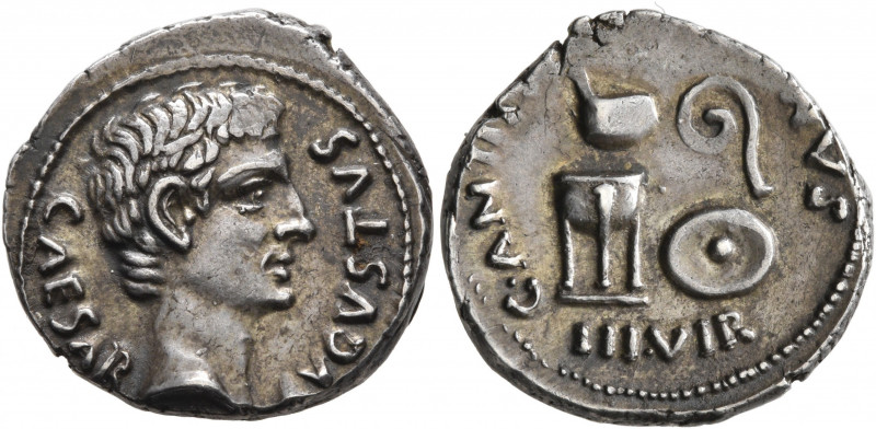 Augustus, 27 BC-AD 14. Denarius (Silver, 19 mm, 4.07 g, 11 h), C. Antistius Regi...