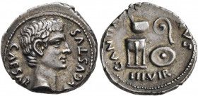 Augustus, 27 BC-AD 14. Denarius (Silver, 19 mm, 4.07 g, 11 h), C. Antistius Reginus, moneyer, Rome, 13 BC. CAESAR AVGVSTVS Bare head of Augustus to ri...