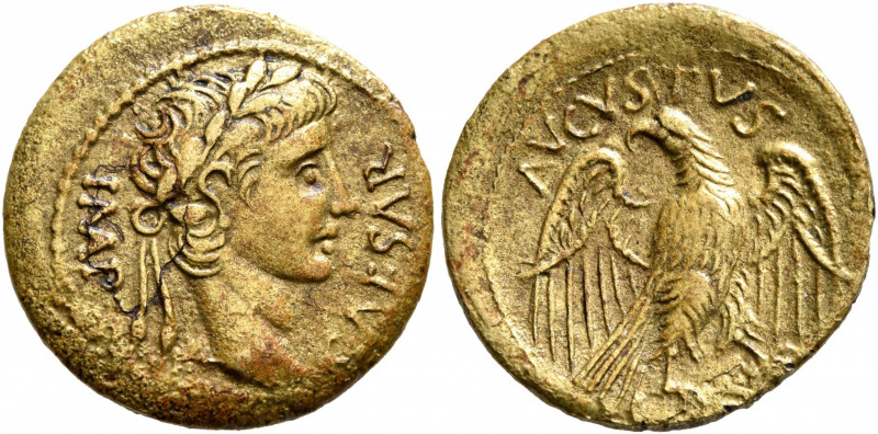 Augustus, 27 BC-AD 14. Semis (Orichalcum, 19 mm, 2.76 g, 6 h), Lugdunum, 10 BC. ...