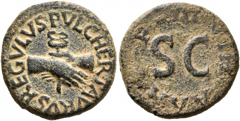 Augustus, 27 BC-AD 14. Quadrans (Copper, 17 mm, 2.96 g, 11 h), Pulcher, Taurus a...