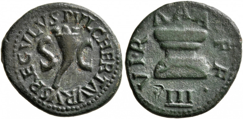 Augustus, 27 BC-AD 14. Quadrans (Copper, 18 mm, 2.97 g, 7 h), Pulcher, Taurus, a...