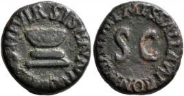 Augustus, 27 BC-AD 14. Quadrans (Copper, 15 mm, 2.92 g, 6 h), Rome, 5 BC. SISENNA GALVS III VIR around bowl-shaped and garlanded altar. Rev. MESSALLA ...