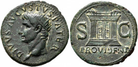 Divus Augustus, died AD 14. As (Copper, 30 mm, 10.83 g, 7 h), Rome, struck under Tiberius, circa 22/3-30. DIVVS AVGVSTVS PATER Radiate head of Divus A...