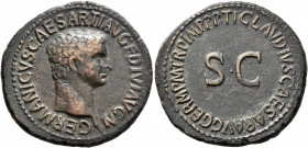 Germanicus, died 19. As (Copper, 31 mm, 11.16 g, 7 h), Rome, 42-43. GERMANICVS CAESAR TI AVG F DIVI AVG N Bare head of Germanicus to right. Rev. TI CL...