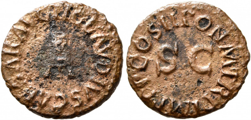 Claudius, 41-54. Quadrans (Copper, 17 mm, 2.34 g, 7 h), Rome, 42. TI CLAVDIVS CA...
