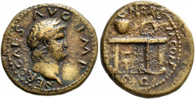 Nero, AD 54-68. Semis (Orichalcum, 18 mm, 4.11 g, 5 h), Rome, 62-68. NERO CAES AVG IMP Laureate head of Nero to right. Rev. [CERT/A QVI]NQ ROM CON / S...