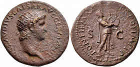 Nero, AD 54-68. As (Copper, 24 mm, 6.81 g, 6 h), Rome, circa 64. NERO CLAVD CAESAR AVG GERMANI Radiate head of Nero to right. Rev. PONTIF MAX TR P IMP...
