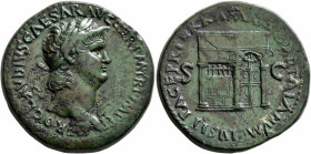 Nero, 54-68. Sestertius (Orichalcum, 34 mm, 26.22 g, 6 h), Rome, 65. NERO CLAVDIVS CAESAR AVG GER P M TR P IMP P P Laureate head of Nero to right, wit...