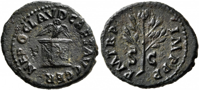 Nero, AD 54-68. Quadrans (Copper, 20 mm, 3.46 g, 5 h), Rome, 65. NERO CLAVD CAES...