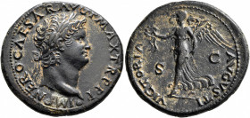 Nero, 54-68. As (Copper, 30 mm, 13.66 g, 7 h), Lugdunum, circa 66. IMP NERO CAESAR AVG P MAX TR P P P Laureate head of Nero to right, small globe at p...
