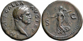 Galba, 68-69. Sestertius (Orichalcum, 35 mm, 27.74 g, 7 h), Rome, circa July 68-January 69. IMP SER GALBA AVG TR P Laureate head of Galba to right. Re...