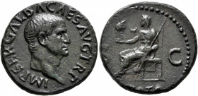 Galba, 68-69. As (Copper, 26 mm, 10.13 g, 7 h), Rome, late summer 68. IMP SER GALBA CAES AVG TR P Laureate head of Galba to right. Rev. S - C Vesta se...