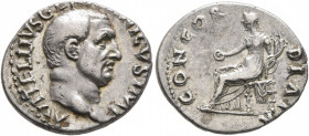 Vitellius, 69. Denarius (Silver, 19 mm, 3.53 g, 7 h), Rome, late April-20 December 69. A VITELLIVS GERMANICVS IMP Bare head of Vitellius to right. Rev...