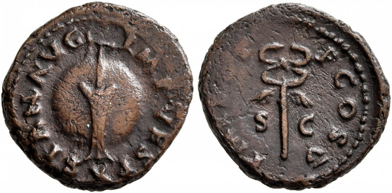 Vespasian, 69-79. Quadrans (Copper, 15 mm, 2.65 g, 6 h), Rome, 74. IMP VESPASIAN...