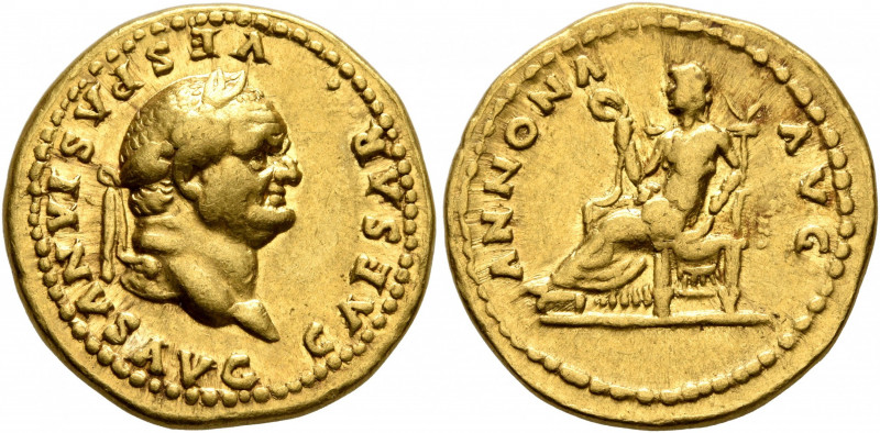 Vespasian, 69-79. Aureus (Gold, 19 mm, 7.27 g, 6 h), Rome, 77-78. CAESAR•VESPASI...
