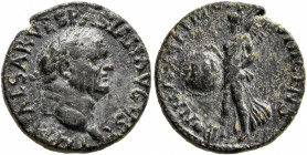 Vespasian, 69-79. Semis (Orichalcum, 18 mm, 4.03 g, 12 h), uncertain eastern mint (Ephesos?), 77-78. IMP CAESAR VESPASIAN AVGVST Laureate head of Vesp...