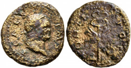 Titus, as Caesar, 69-79. Semis (Orichalcum, 17 mm, 2.38 g, 6 h), Rome, struck under Vespasian, 74. T CAES IMP Laureate head of Titus to right. Rev. PO...