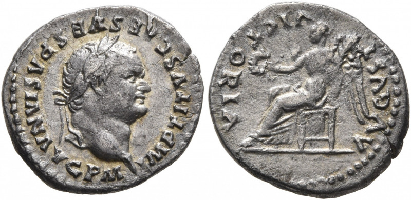 Titus, 79-81. Quinarius (Silver, 15 mm, 1.54 g, 5 h), Rome, 79-80. IMP TITVS CAE...
