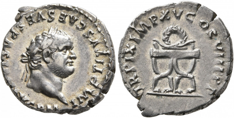 Titus, 79-81. Denarius (Silver, 18 mm, 3.54 g, 7 h), Rome, January-June 80. IMP ...