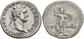 Domitian, 81-96. Denarius (Silver, 20 mm, 3.51 g, 6 h), Rome, 88. IMP•CAESAR•DOMITIAN•AVG•GERMANICVS Laureate head of Domitian to right. Rev. COS - XI...