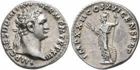 Domitian, 81-96. Denarius (Silver, 18 mm, 3.50 g, 6 h), Rome, September 93-September 94. IMP CAES DOMIT AVG GERM P M TR P XIII Laureate head of Domiti...